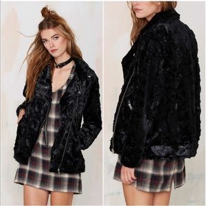 Nasty Gal Maddie K Faux Fur Motocycle Teddy Jacket